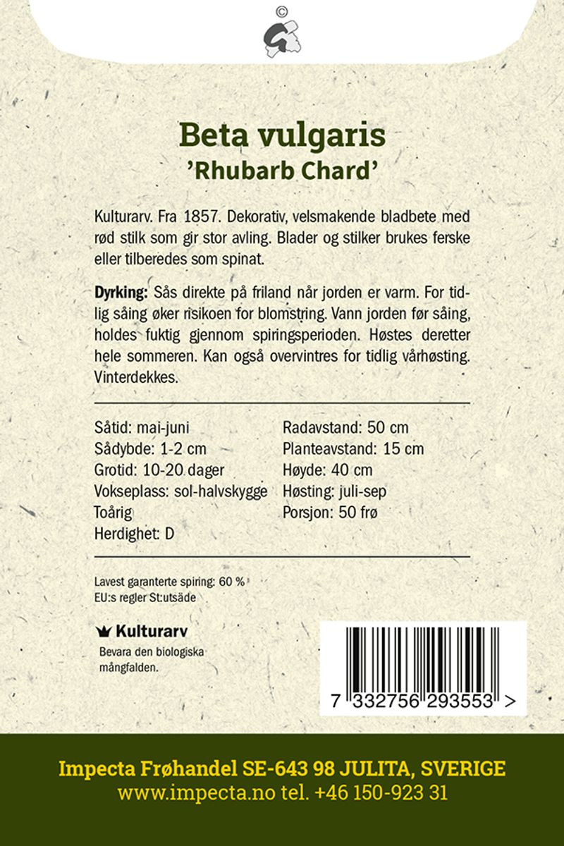 Bladbete 'Rhubarb Chard'