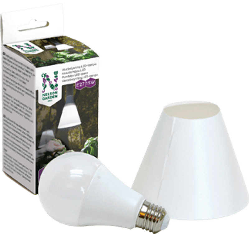 Plantelys LED-pære 15W med skjerm